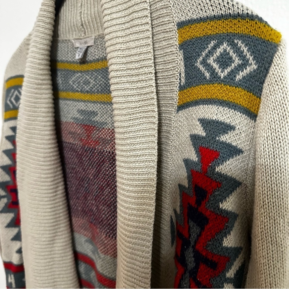 Ecote Cream South Western Open Front Cardigan Tribal Design Size Small - Picture 5 of 8